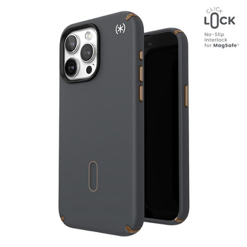 Speck Presidio2 Pro ClickLock & MagSafe - Coque pour iPhone 15 Pro Max (Gris anthracite/Bronze froid)