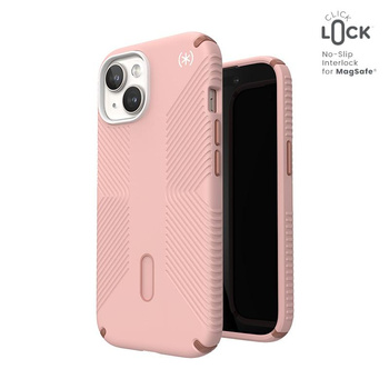 Speck Presidio2 Grip ClickLock & MagSafe - Coque iPhone 16e / iPhone 15 / iPhone 14 / iPhone 13 (Dahlia Pink / Rose Copper)