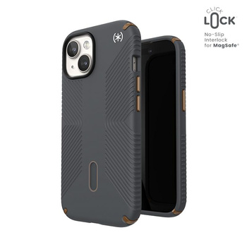 Speck Presidio2 Grip ClickLock & MagSafe - Case iPhone 16e / iPhone 15 / iPhone 14 / iPhone 13 (Charcoal Grey / Cool Bronze)