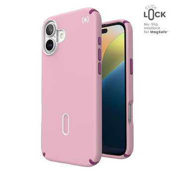 Speck Presidio2 Pro ClickLock & MagSafe - Coque pour iPhone 16 Plus (Wednesday Pink / Boysenberry Purple / White)
