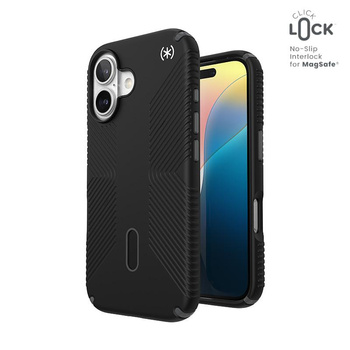 Speck Presidio2 Grip ClickLock & MagSafe - iPhone 16 Tasche (Schwarz / Schiefergrau / Weiß)