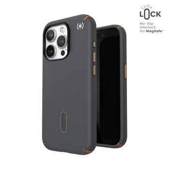 Speck Presidio2 Pro ClickLock & MagSafe - Coque pour iPhone 15 Pro (Gris anthracite / Bronze froid)
