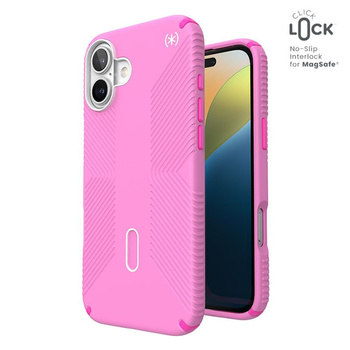 Speck Presidio2 Grip ClickLock & MagSafe - Coque pour iPhone 16 Plus (True Pink / Shocking Pink / White)