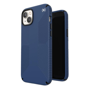 Speck Presidio2 Grip - Coque antidérapante pour iPhone 15 Plus / 14 Plus (Bleu côtier / Noir / Blanc)